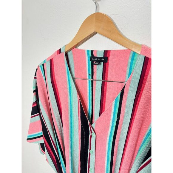 Lane Bryant Perfect Dolman Sleeve V Neck Button Up Stripe Dress Size 18/20 NWOT - Picture 4 of 4